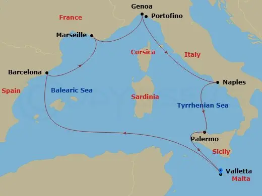 Itinerary schematic diagram