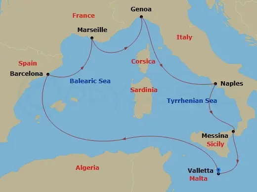 Itinerary schematic diagram