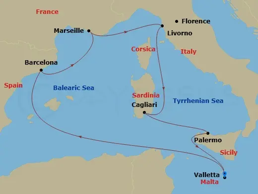 Itinerary schematic diagram