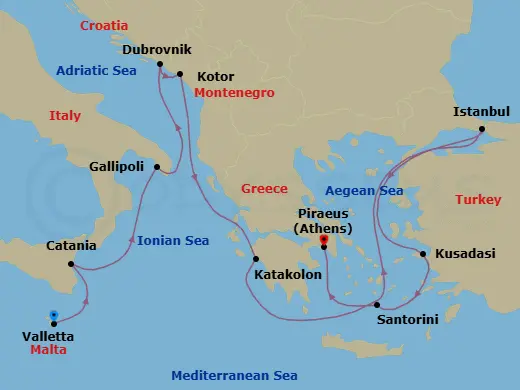 Itinerary schematic diagram
