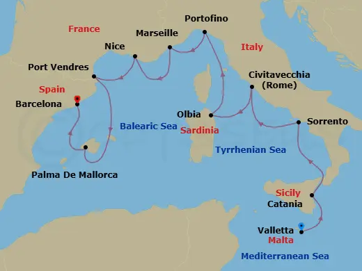 Itinerary schematic diagram