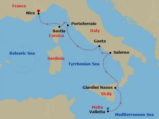 Itinerary schematic diagram