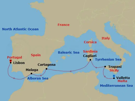 Itinerary schematic diagram