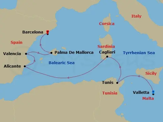 Itinerary schematic diagram