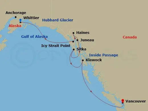 Itinerary schematic diagram