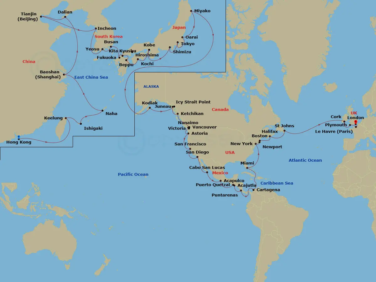Itinerary schematic diagram