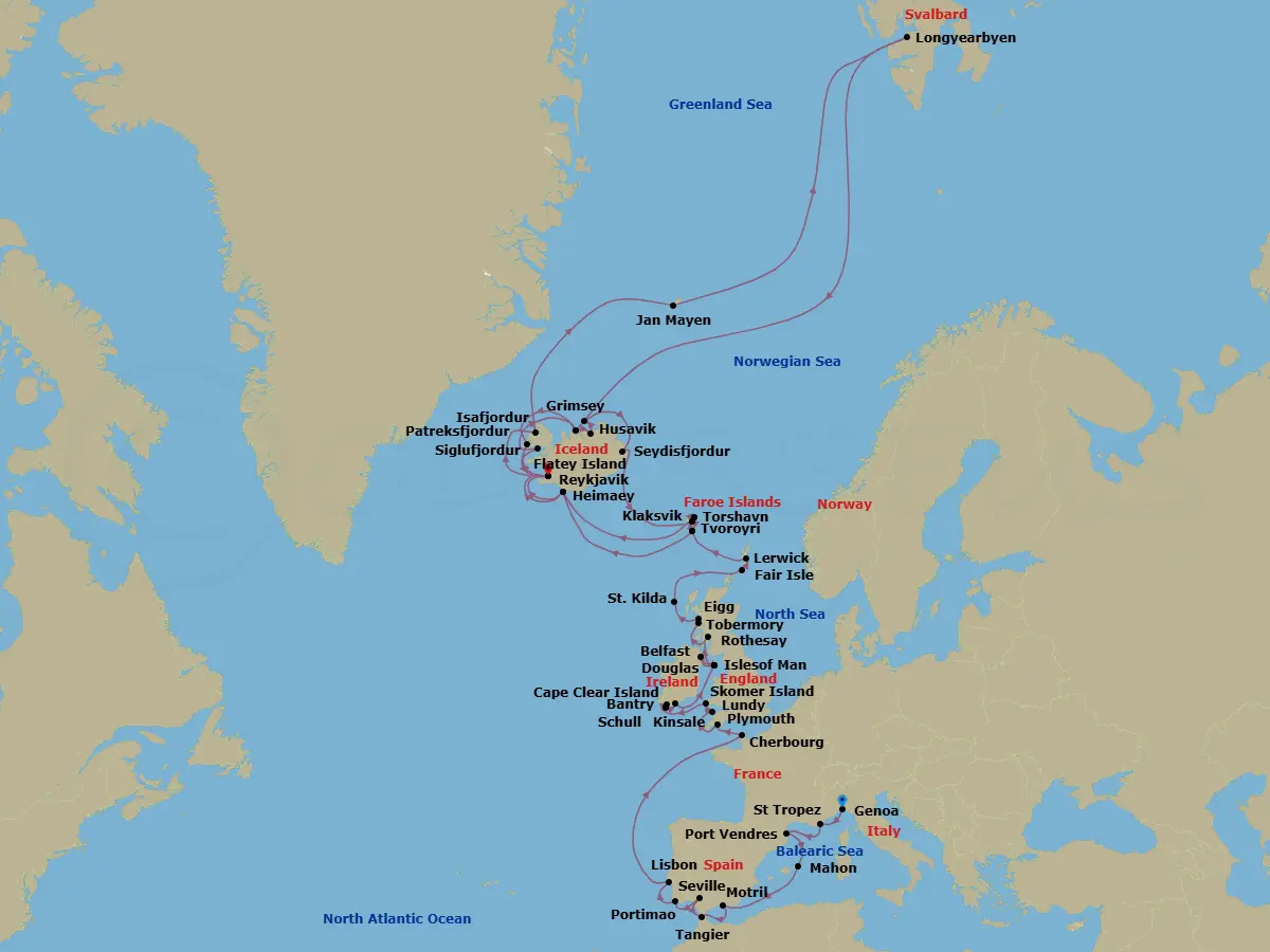 Itinerary schematic diagram