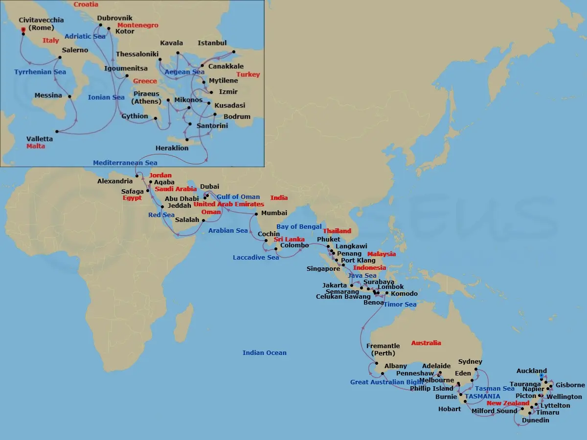 Itinerary schematic diagram