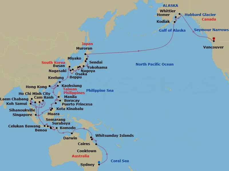 Itinerary schematic diagram