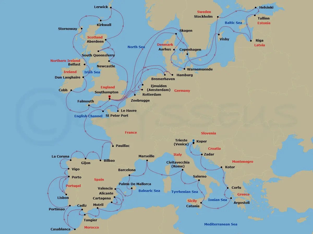 Itinerary schematic diagram