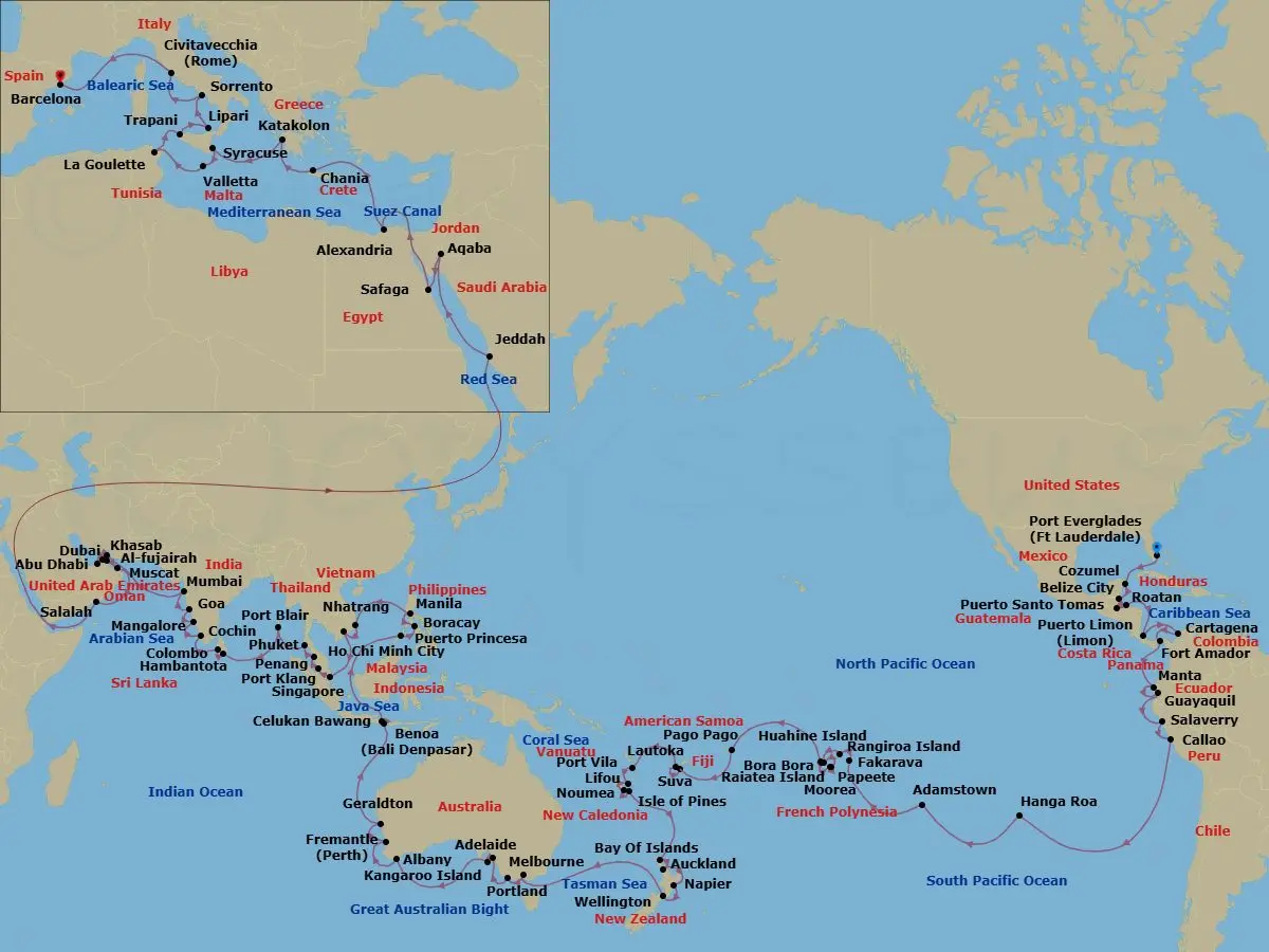 Itinerary schematic diagram