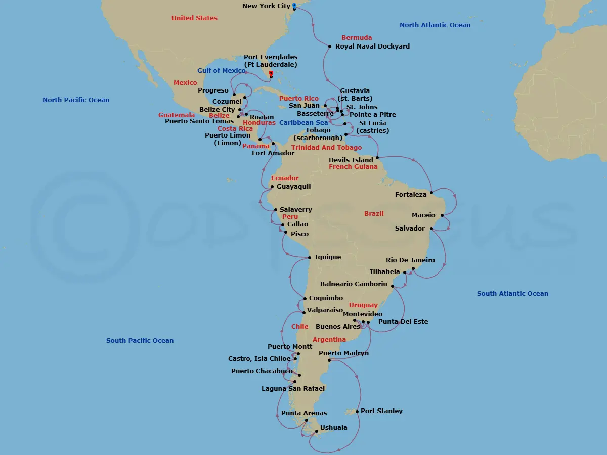 Itinerary schematic diagram