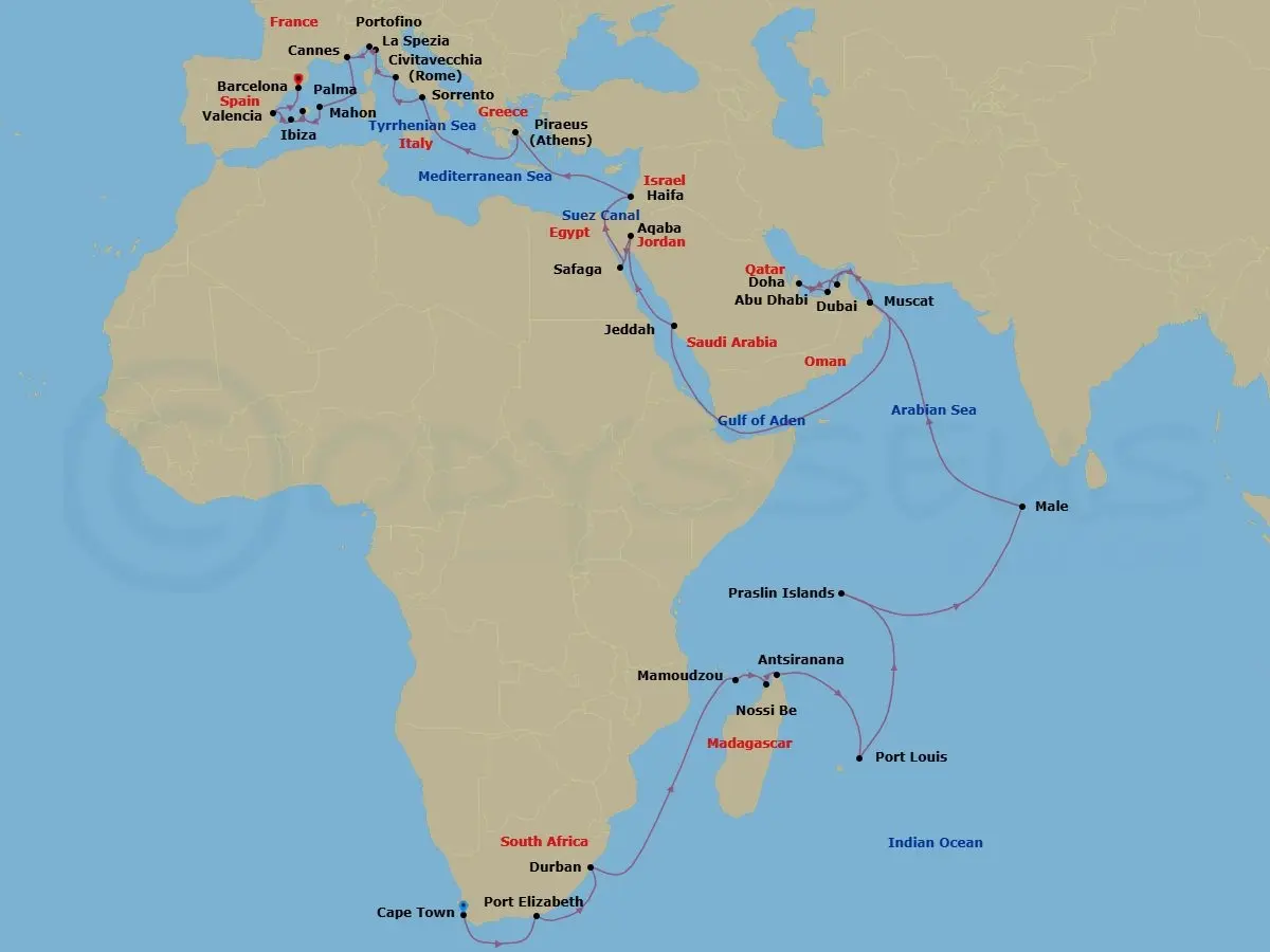 Itinerary schematic diagram