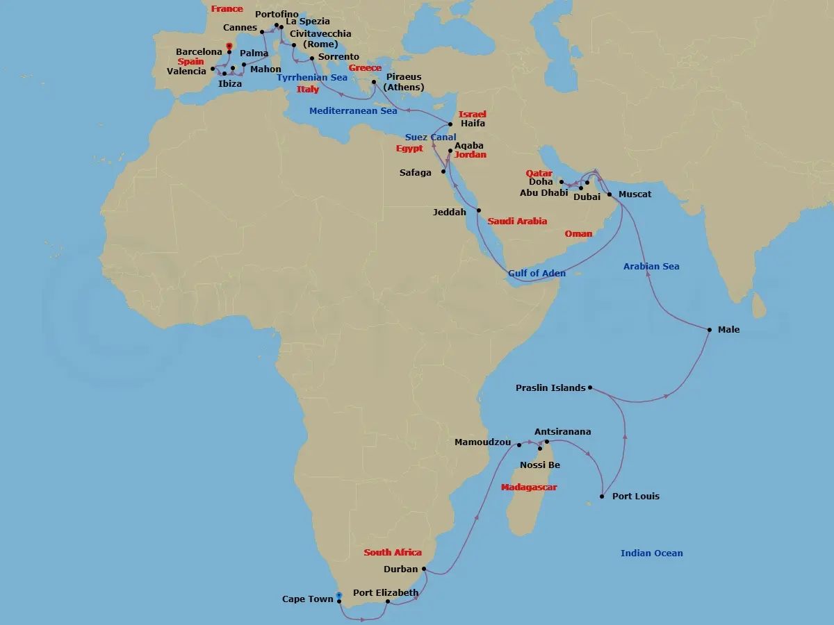 Itinerary schematic diagram