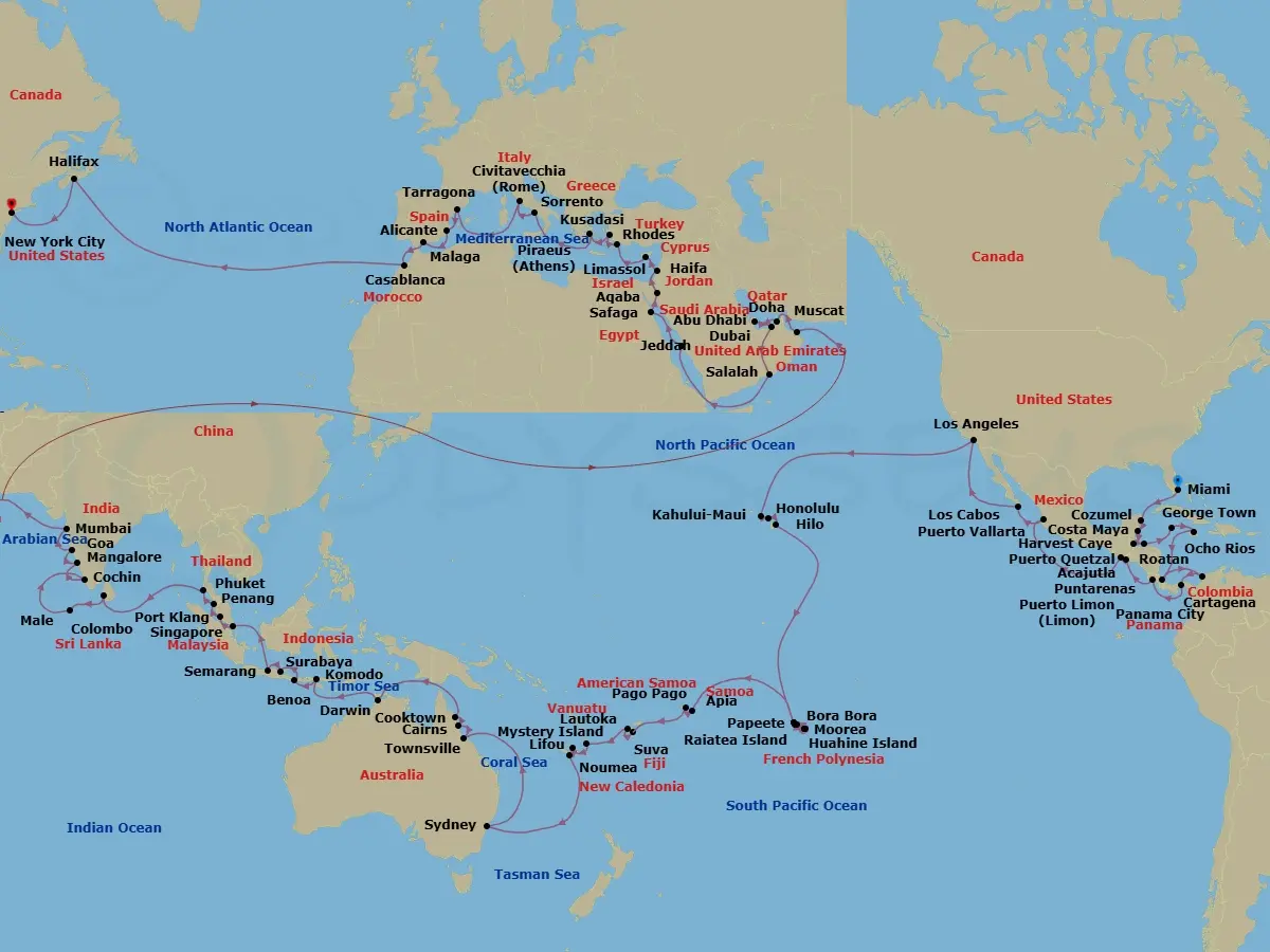 Itinerary schematic diagram