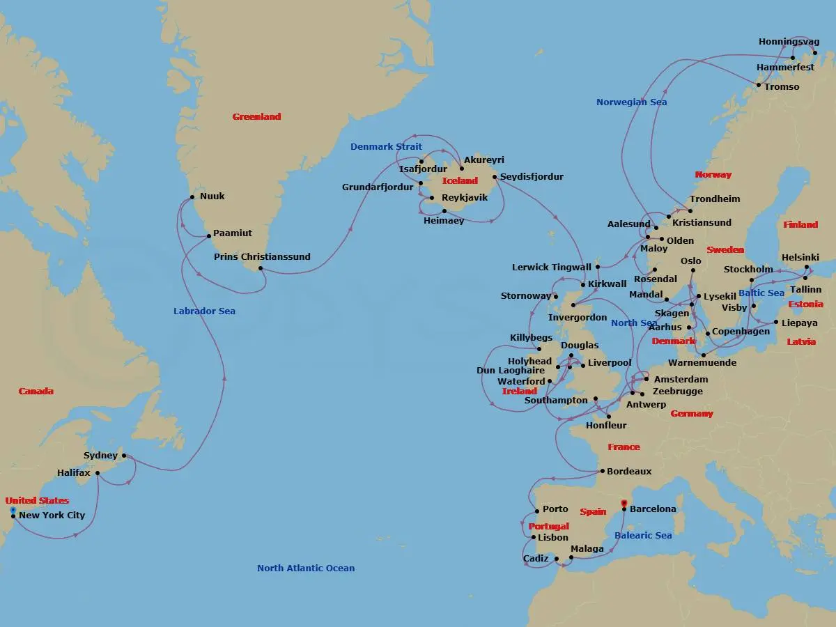 Itinerary schematic diagram