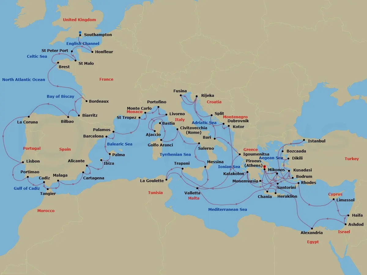 Itinerary schematic diagram