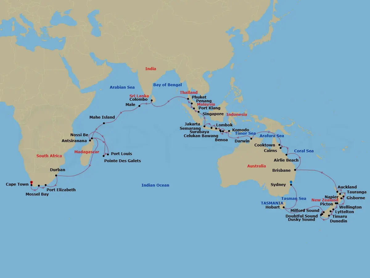 Itinerary schematic diagram