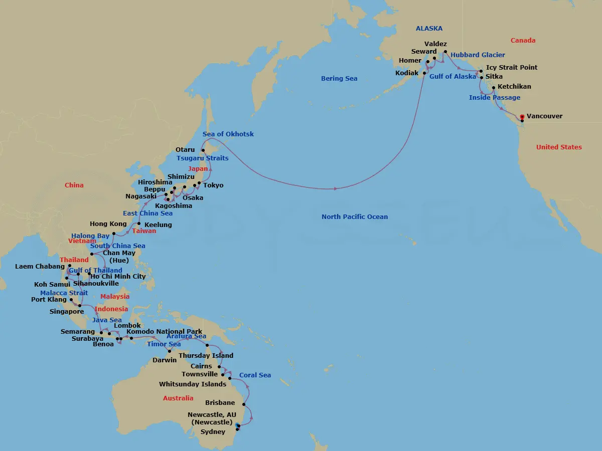 Itinerary schematic diagram