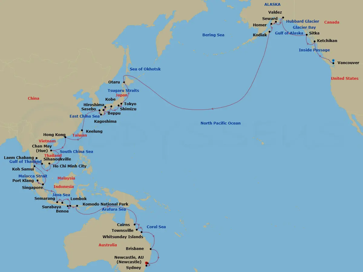Itinerary schematic diagram