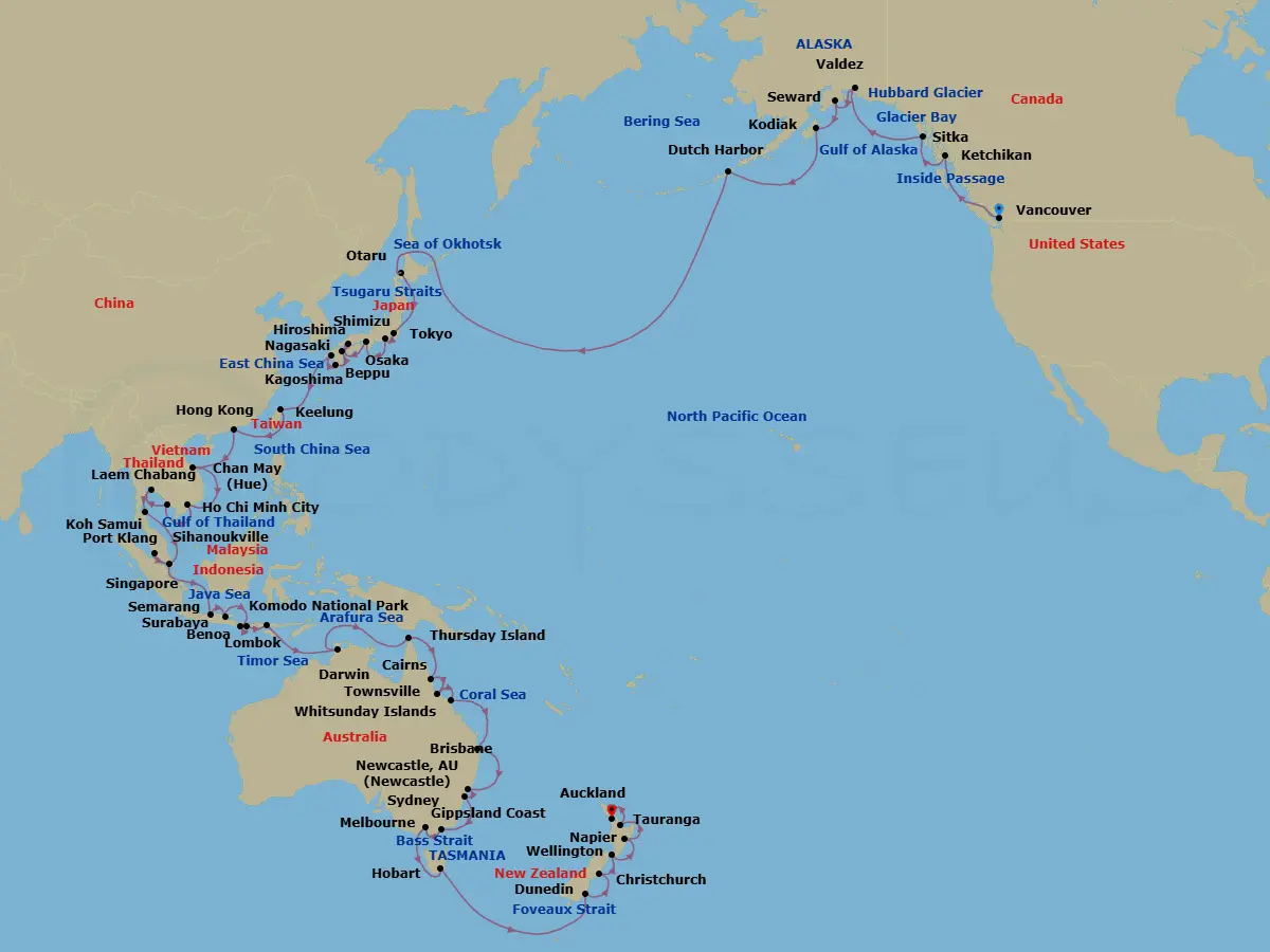 Itinerary schematic diagram