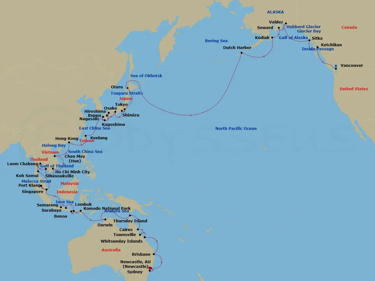 Itinerary schematic diagram