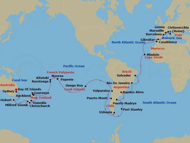 Itinerary schematic diagram