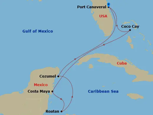 Itinerary schematic diagram