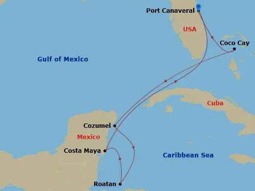 Itinerary schematic diagram