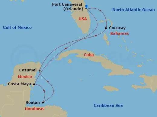 Itinerary schematic diagram