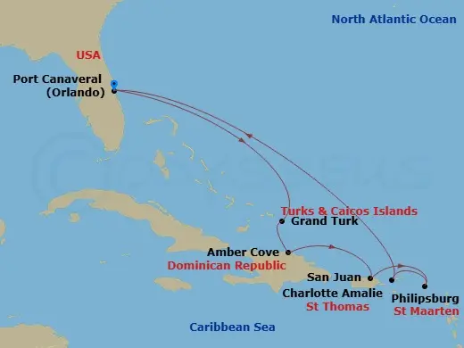 Itinerary schematic diagram