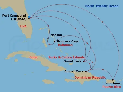 Itinerary schematic diagram