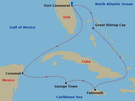 Itinerary schematic diagram