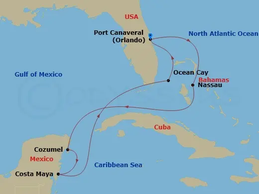 Itinerary schematic diagram