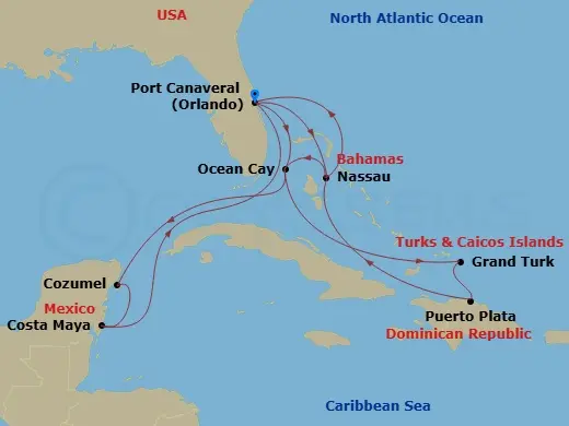 Itinerary schematic diagram