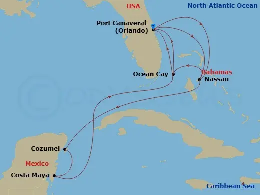 Itinerary schematic diagram