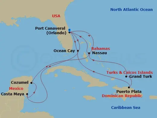 Itinerary schematic diagram