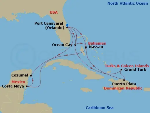 Itinerary schematic diagram