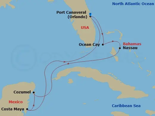 Itinerary schematic diagram