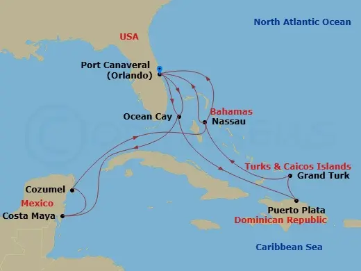 Itinerary schematic diagram