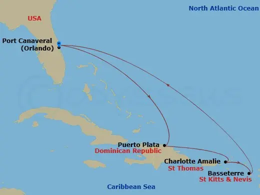 Itinerary schematic diagram