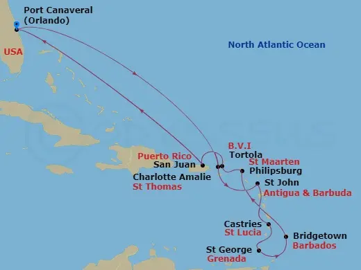 Itinerary schematic diagram