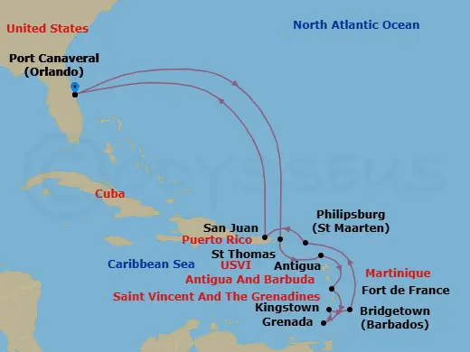 Itinerary schematic diagram
