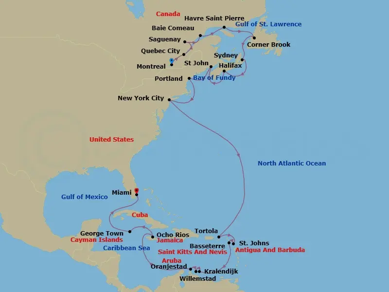 Itinerary schematic diagram