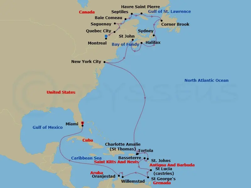 Itinerary schematic diagram