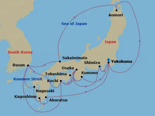 Itinerary schematic diagram