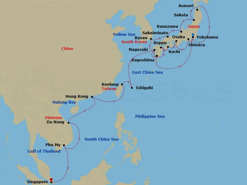 Itinerary schematic diagram
