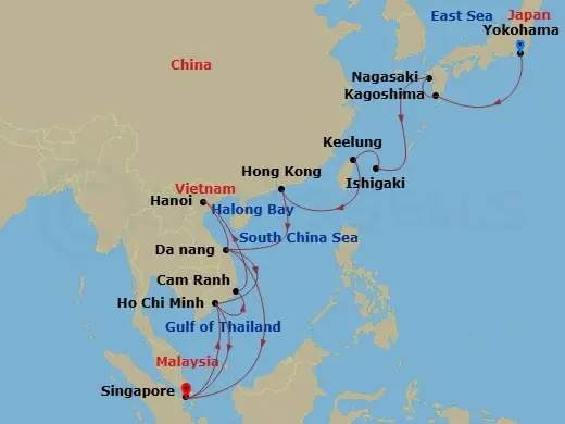 Itinerary schematic diagram