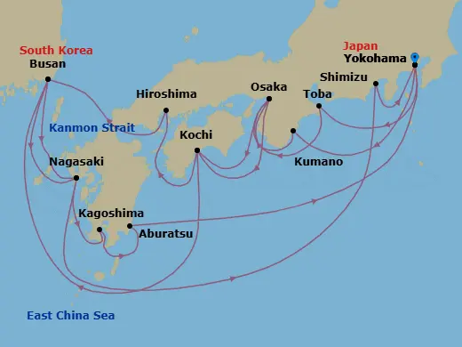 Itinerary schematic diagram