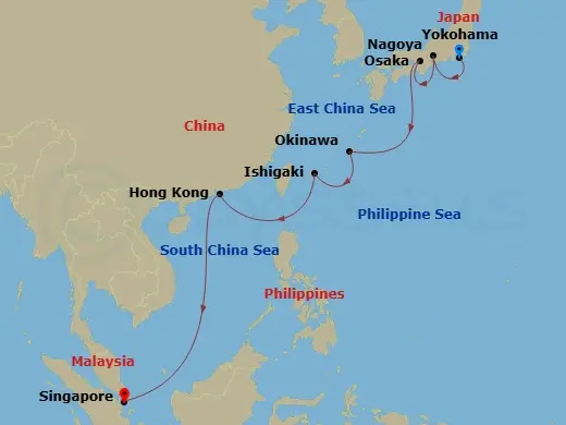 Itinerary schematic diagram